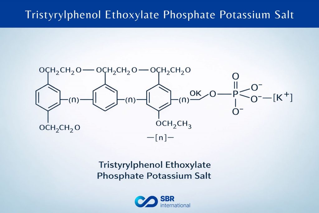 Chemical structure of tristyrylphenol ethoxylate phosphate potassium salt